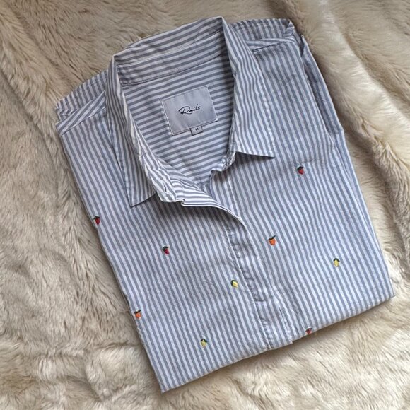 Rails | Taylor Citrus Embroidered Striped Button Down | M - Picture 4 of 7